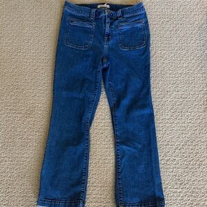 Madewell Flare Jeans in Deep Blue with front pockets